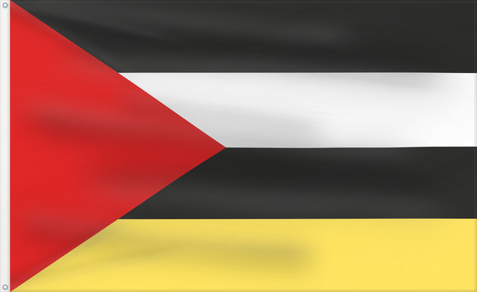 Bandera, con dos ojales metálicos y lado del asta reforzado: POL gmina Perzów