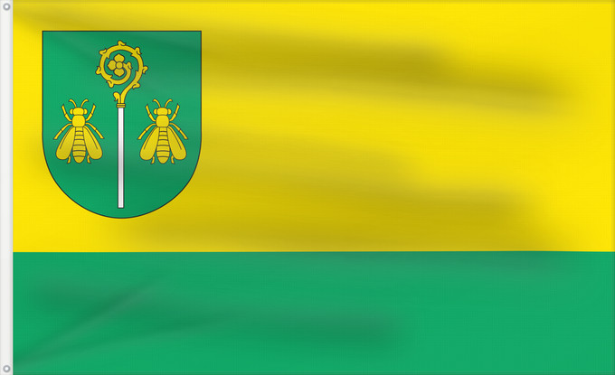 Bandera, con dos ojales metálicos y lado del asta reforzado: POL gmina Rząśnik