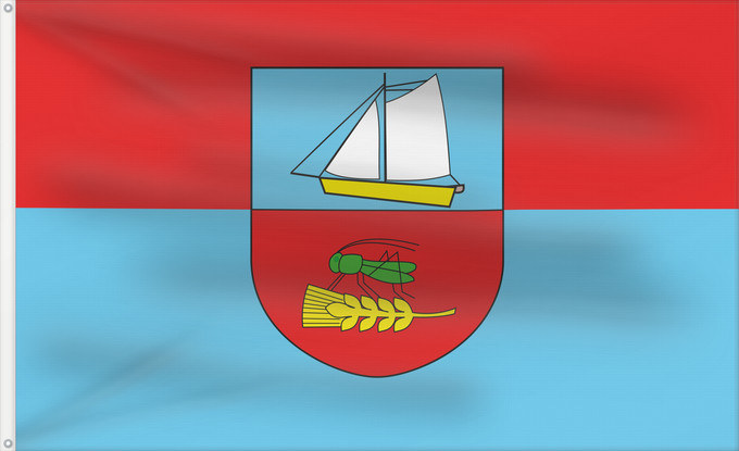 Bandera, con dos ojales metálicos y lado del asta reforzado: POL gmina Ustka	Gminy Ustka
