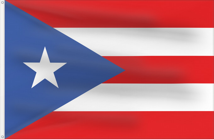 Flag, with two metal eyelets and reinforced hoist: Puerto Rico Porto Rico Puerto Ricos Portoryka Porto-Riko De Porto Rico Ka hae Pokoliko Standardo di Porto-Riko Portuum Divum Porto Rica Флаг Пуэрто-Рико Прапор Пуерто-Рико Stän Puertorikeänas