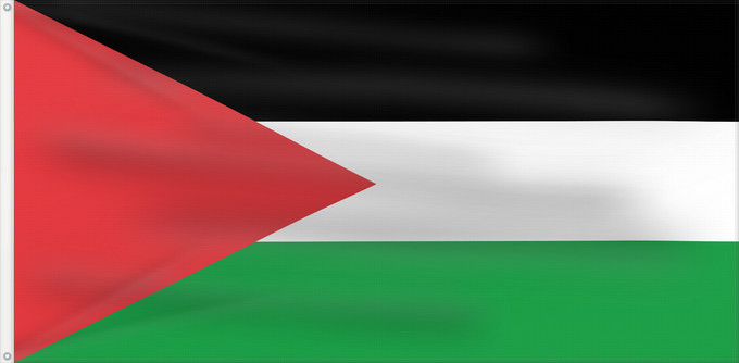 Bandera, con dos ojales metálicos y lado del asta reforzado: Palestine - long triangle	A variant of the flag of Palestine used in some period of its history	Palestine (variante triangle long)	Palestina (variante triángulo largo)	Palästina (langes Dreiecksvariante)	Palestina (variante triangolo lungo)