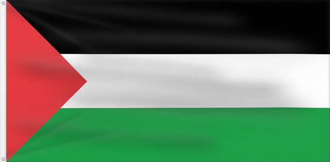 Drapeau, avec deux œillets métalliques et guindant renforcé : Palestine - short triangle	A variant of the flag of Palestine used in different periods of its history	Palestine (variante triangle court)	Palestina (variante triángulo corto)	Palästina (kurze Dreiecksvariante)	Palestina (variante triangolo corto)