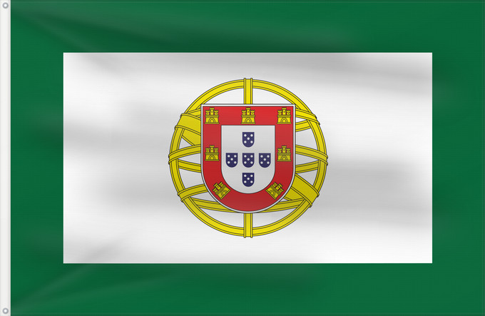 Bandiera, con due occhielli metallici e lato dell'asta rinforzato: Portuguese Assembly of the Republic	Assembly of the Republic of Portugal	Assemblée de la République du Portugal	Asamblea de la República de Portugal	Assembleia da República Portuguesa	Assemblea della Repubblica Portoghese