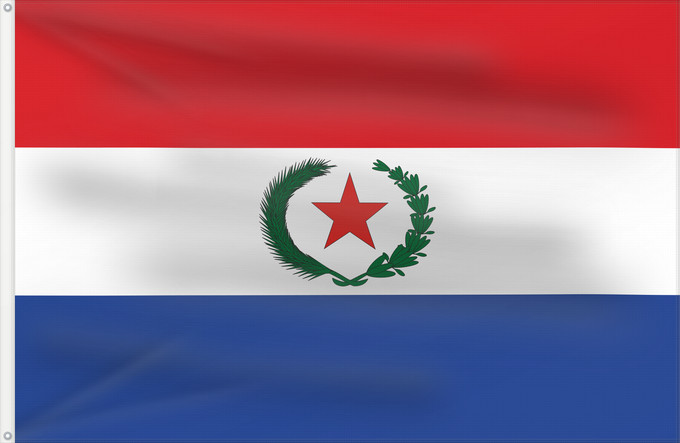 Flagge, mit zwei Metallösen und verstärktem Besatzband: Paraguay  1924	Paraguay as in Nouveau Petite Larousse Illustré	Paraguay (1924)