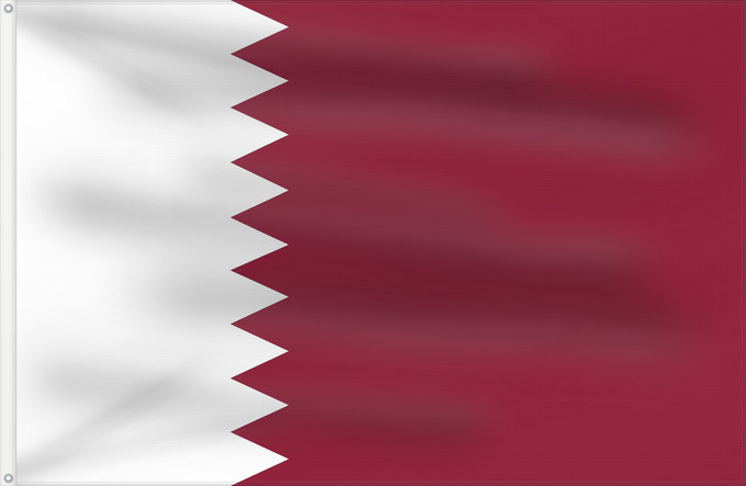 Flagge, mit zwei Metallösen und verstärktem Besatzband: Qatar Katar علم قطر Kataru Qatarin Флаг Катара Katarja Qatars Lá cờ Quốc kỳ Qatar