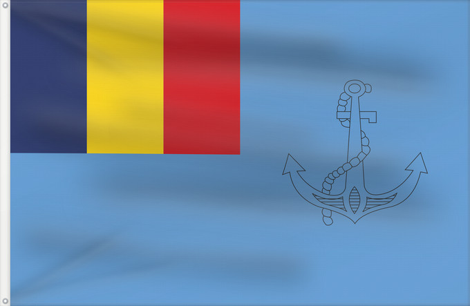 Flag, with two metal eyelets and reinforced hoist: Naval Jack of Romania 1995-1998