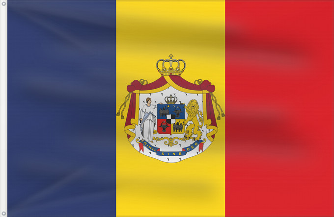 Bandera, con dos ojales metálicos y lado del asta reforzado: Romanian Army Flag - 1867 official model	NOT THE FLAG OF THE PRINCIPALITY OF ROMANIA! The PRINCIPALITY of Romania used the standard Romanian tricolor