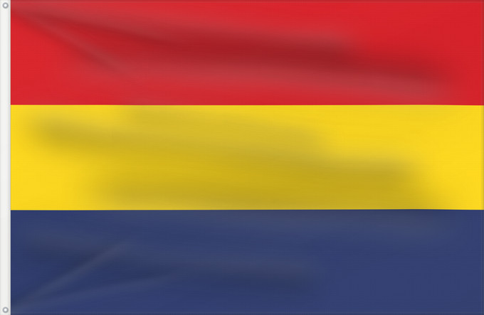Bandiera, con due occhielli metallici e lato dell'asta rinforzato: United Principalities of Romania  1862–1866	United Principalities of Romania (1862–1866)	Principautés-Unies de Roumanie (1862–1866)	Principados Unidos de Rumania (1862–1866)	Vereinigte Fürstentümer Rumänien (1862–1866)	Principati Uniti di Romania (1862–18