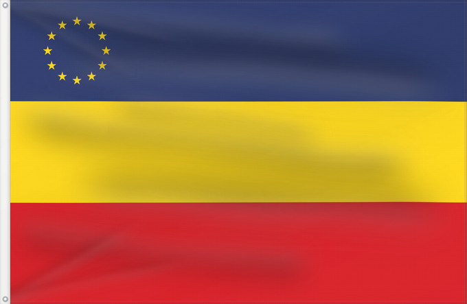 Drapeau, avec deux œillets métalliques et guindant renforcé : Romanian minority in Serbia Minorité roumaine en Serbie Minoría rumana en Serbia Rumänische Minderheit in Serbien Minoranza rumena in Serbia Serbia rumeenlaste lipp Rumunjske nacionalne manjine u Srbiji Флаг румын в Сербии