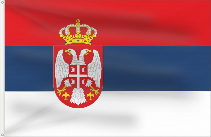 Flag, with two metal eyelets and reinforced hoist: Serbia state  proposal R-41	Discussion proposal for colours for the State Flag of Serbia	Serbie - Drapeau d'État (proposition R-41)	Serbia - Bandera de Estado (propuesta R-41)	Serbien - Staatsflagge (Entwurf R-41)	Serbia - Bandiera di Stato (proposta R-41