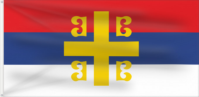 Drapeau, avec deux œillets métalliques et guindant renforcé : Serbian Cross alt2	Serbian nationality with the Byzantine cross	Nationalité serbe - Croix byzantine	Nacionalidad serbia - Cruz bizantina	Serbische Nationalität - Byzantinisches Kreuz	Nazionalità serba - Croce bizantina