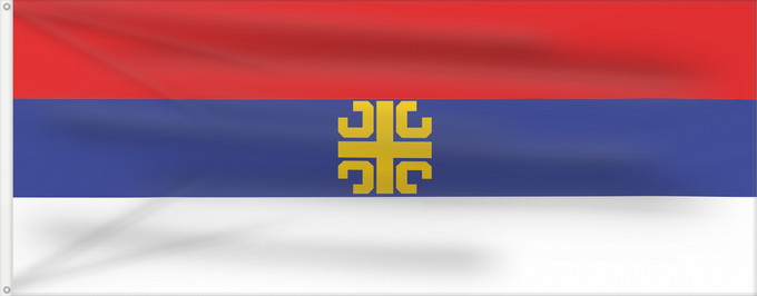 Bandera, con dos ojales metálicos y lado del asta reforzado: Unofficial Serbian Unofficial flag of Serbia