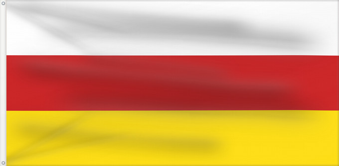 Flagge, mit zwei Metallösen und verstärktem Besatzband: North Ossetia Republic of North Ossetia-Alania North Ossetia-Alania North Osetia-Alania North Ossetia-Alania Nord-Alania Цӕгат Ирыстоны тырыса Флаг Северной Осетии