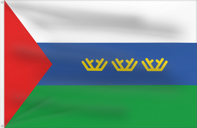 Flag, with two metal eyelets and reinforced hoist: Tyumen Oblast Oblast de Tioumen Óblast de Tiumén Oblast Tjumen