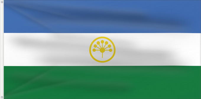 Drapeau, avec deux œillets métalliques et guindant renforcé : Bashkortostan 1992	Bashkortostan (1992)	Bachkirie (1992)	Bashkortostán (1992)	Baschkortostan (1992)	Bachchiria (1992)