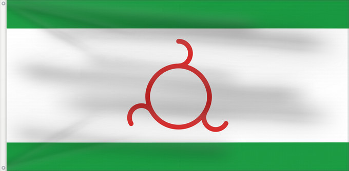 Drapeau, avec deux œillets métalliques et guindant renforcé : Ingushetia 1994	Ingushetia (1994-1999)	Ingouchétie (1994-1999)	Ingusetia (1994-1999)	Inguschetien (1994-1999)	Inguscezia (1994-1999)	Флаг Республики Ингушетия 1994-1999, Россия
