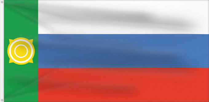 Drapeau, avec deux œillets métalliques et guindant renforcé : Khakassia  1993–2002	Khakassia (1993–2002)	Khakassie (1993–2002)	Jakasía (1993–2002)	Chakassien (1993–2002)	Chakasie (1993–2002)	Флаг Республики Хакасия