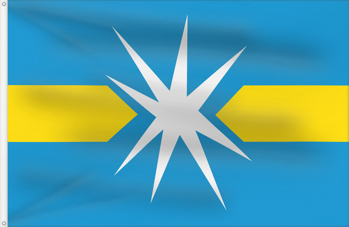 Drapeau, avec deux œillets métalliques et guindant renforcé : Linyevo  Novosibirsk oblast	Linyevo, Novosibirsk Region, Russia	Liniyevo	Linyewo	Флаг рабочего посёлка Линёво