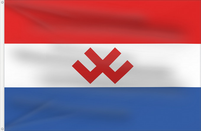 Flag, with two metal eyelets and reinforced hoist: Permyakia 1996–1997 Permyakia (1996–1997) Permiakie (1996–1997) Permjakien (1996–1997) Флаг Коми-Пермяцкого автономного округа
