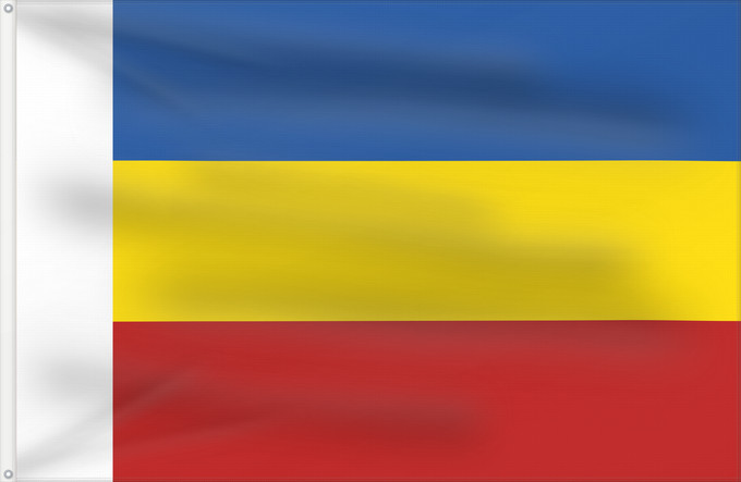 Drapeau, avec deux œillets métalliques et guindant renforcé : Rostov Oblast	Oblast de Rostov	Óblast de Rostov	Oblast Rostow	Oblast' di Rostov	Сцяг Растоўскай вобласці	Прапор Ростовської області