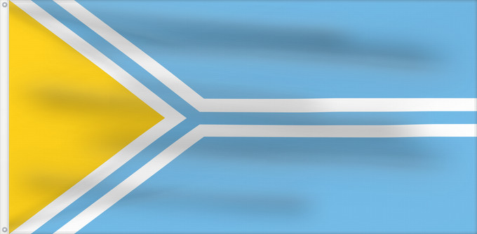 Flagge, mit zwei Metallösen und verstärktem Besatzband: Tuva 1992 Tuva (1992-2002) Touva (1992-2002) Tuvá (1992-2002) Tuwa (1992-2002) Флаг Республики Тува 1992-2002