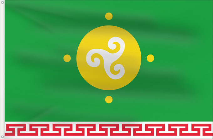 Drapeau, avec deux œillets métalliques et guindant renforcé : Ust-Orda Buryat Autonomous Okrug  07-1997	Ust-Orda Buryat Autonomous Okrug (07-1997)	Okroug autonome bouriate d'Oust-Orda (07-1997)	Okrug Autónomo Buryato de Ust-Ordá (07-1997)	Autonomer Kreis Ust-Ordynsker Burjaten (07-1997)	Circondario autonomo buriato 