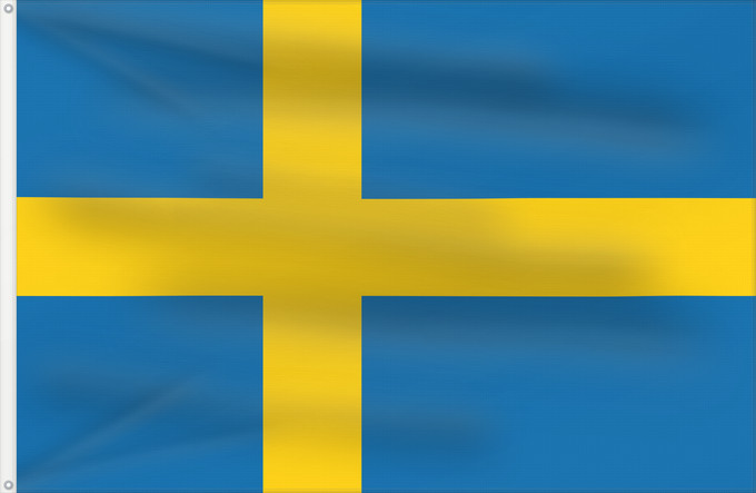 Drapeau, avec deux œillets métalliques et guindant renforcé : Sweden Suède Suecia Schweden Svezia