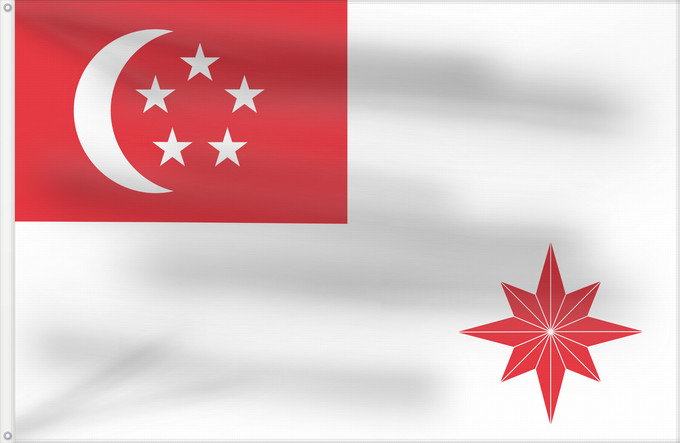 Drapeau, avec deux œillets métalliques et guindant renforcé : Naval Ensign of Singapore