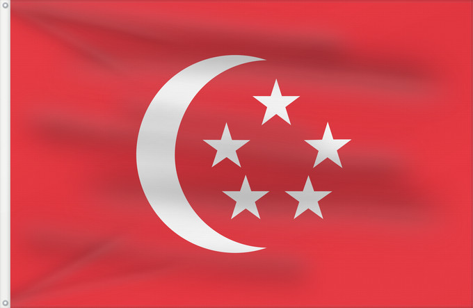 Flagge, mit zwei Metallösen und verstärktem Besatzband: President of Singapore	The standard used by the President of Singapore	Étendard présidentiel de Singapur	Estandarte Presidencial de Singapur	Präsidentenstandarte von Singapur	Stendardo presidenziale di Singapore	Presiden Singapura	​新加坡总统旗