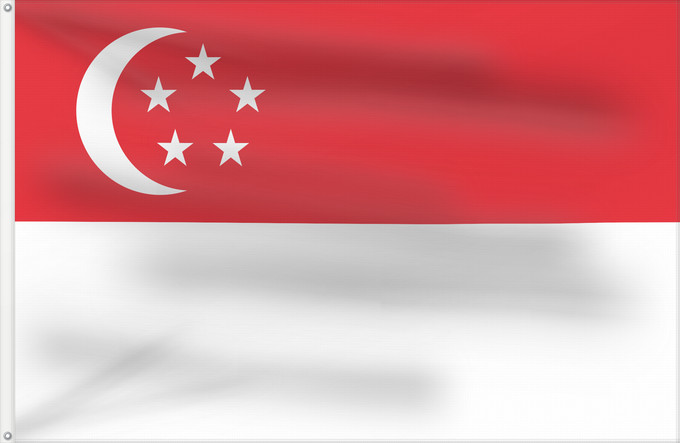 Flagge, mit zwei Metallösen und verstärktem Besatzband: Singapore Singapour Singapur Singapuru علم سنغافورة Singapuro Singapura Флаг Сингапура Singapurja சிங்கப்பூரி்ன் கொடி 新加坡国旗