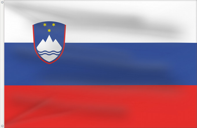 Bandiera, con due occhielli metallici e lato dell'asta rinforzato: Slovenia Slovénie Eslovenia Slowenien Slovenië Słowenii Сцяг Славеніі Slovenije D Eslovènia Slovinská vlajka Флаг Словении Прапор Словенії
