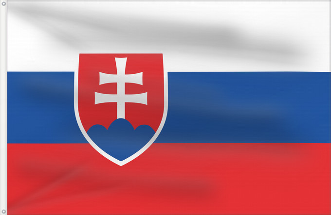 Flag, with two metal eyelets and reinforced hoist: Slovakia	Slovakia. Image from here, colors	Slovaquie	Eslovaquia	Slowakei	Slovacchia	Slowakije	Eslováquia	Słowacji	Сцяг Славакіі	Национално знаме на Словакия	Slovačke	Slovenská vlajka	Slovakiets	Σημαία της Σλοβακίας	Slovaki lipp	Slovakian	Slóvaice	Szlováki