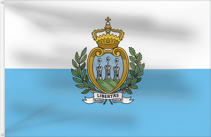 Flagge, mit zwei Metallösen und verstärktem Besatzband: San Marino civil San Marino Saint-Marin