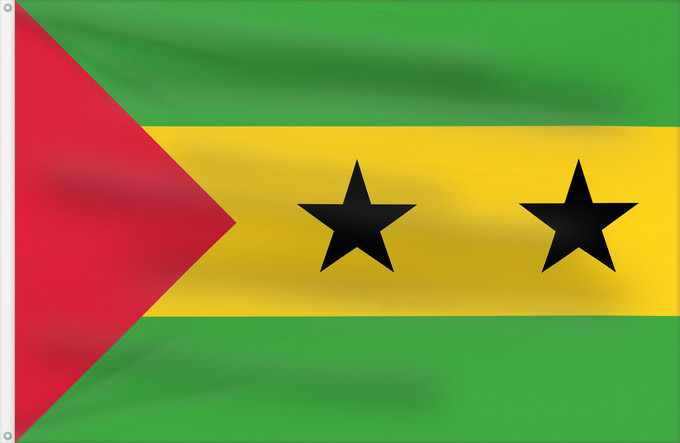 Flag, with two metal eyelets and reinforced hoist: Sao Tome and Principe Sao Tomé-et-Principe Santo Tomé y Príncipe São Tomé und Príncipe Sao Tome e Principe