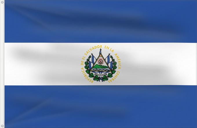Drapeau, avec deux œillets métalliques et guindant renforcé : El Salvador Salvador El Salvadors علم السلفادور Salvadoro El Salvadorin Флаг Сальвадора