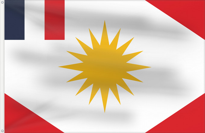 Flag, with two metal eyelets and reinforced hoist: Alawite State 1920–1936 One form of the flag of the Sanjak of Latakiya or Alawite state in northwest Syria under French colonial rule Territoire autonome des Alaouites Estado Alauí (1920–1936) Alawitenstaat (1920–1936) Stato Alawita (1920–1936)