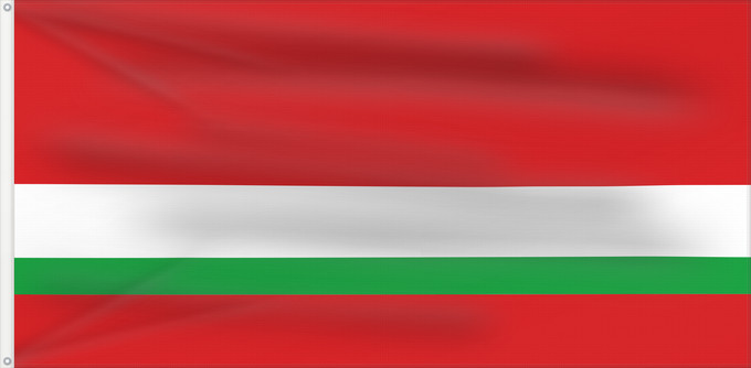Bandera, con dos ojales metálicos y lado del asta reforzado: Tajik Soviet Socialist Republic  1953–1991 ; Flag of Tajikistan  1991–1992   reverse	Reversed flag of the Tajik SSR  1953–1991  and Tajikistan  1991–1992	RSS du Tadjikistan (1953–1991) / Tadjikistan (1991–1992) (en revers)	RSS de Tayikistán (1953–1991) / 