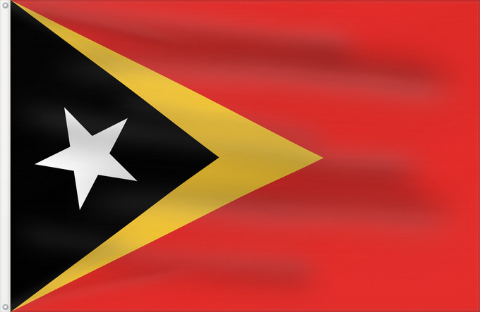 Flagge, mit zwei Metallösen und verstärktem Besatzband: East Timor	Timor-Leste  East Timor	Timor oriental	Timor Oriental	Osttimor	Timor Est	Timor-Leste  Oost-Timor	Timor-Leste	علم تيمور الشرقية	তিমুর লেস্তের জাতীয় পতাকা	Timor Leste	Флаг Восточного Тимора	Östtimors	Timór Lorosa e nian