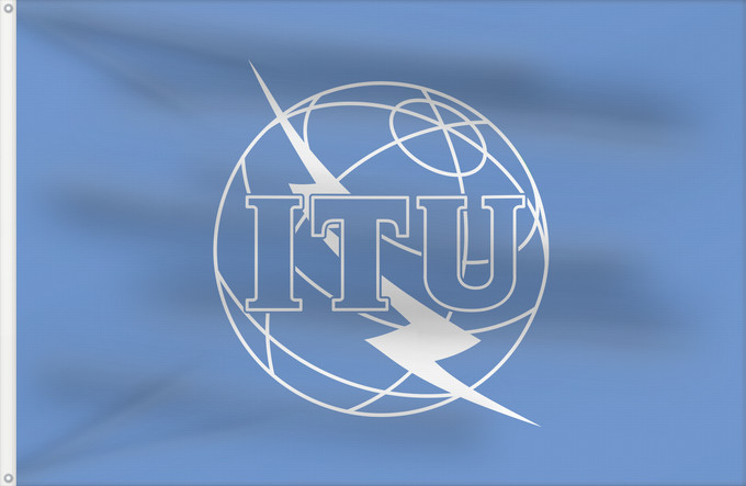 Flag, with two metal eyelets and reinforced hoist: ITU