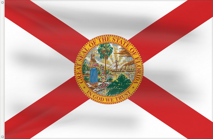 Bandera, con dos ojales metálicos y lado del asta reforzado: Florida	Florida, United States	Floride, États-Unis d Amérique	Banniel Florida, Stadoù Unanet Amerika	ᏧᎦᎾᏮ ᎦᏓᏘ