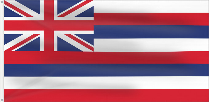 Drapeau, avec deux œillets métalliques et guindant renforcé : Hawaii D Hawaï Hawái Banniel Hawaii ᎭᏩᏱ ᎦᏓᏘ Ka hae Hawaiʻi 夏哇夷 州의 旗 / 하와이 주의 기 Havaii Hawáai Hahoodzo bidah naatʼaʼí Флаг Гавайев Američke savezne države Havaji