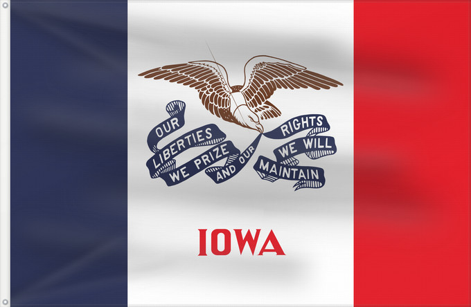 Flag, with two metal eyelets and reinforced hoist: Iowa