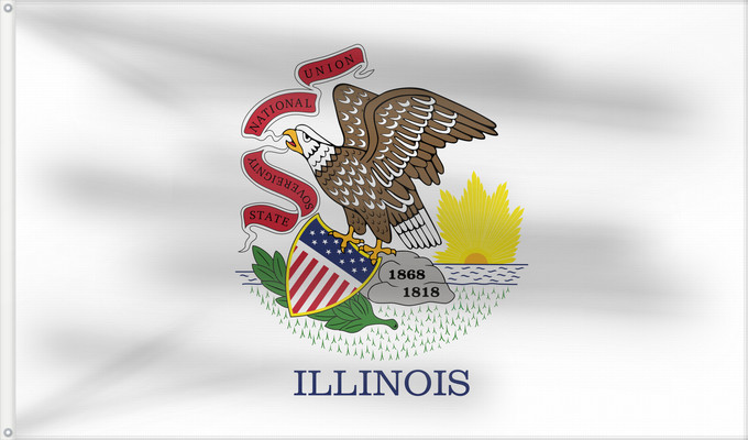 Flag, with two metal eyelets and reinforced hoist: Illinois