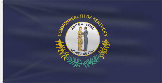Flag, with two metal eyelets and reinforced hoist: Kentucky ᎬᏅᏓᎩ ᎦᏓᏘ Ka hae Kenekuke Kentukiae Kentákii Hahoodzo bidah naatʼaʼí Флаг Кентукки Američke savezne države Kentucky