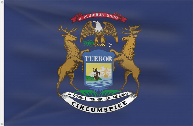 Bandera, con dos ojales metálicos y lado del asta reforzado: Michigan
