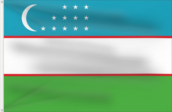 Drapeau, avec deux œillets métalliques et guindant renforcé : Uzbekistan	Ouzbékistan	República de Uzbekistán	Usbekistan	Repubblica dell Uzbekistan	Oezbekistan	Nacional da República do Uzbequistão	علم جمهورية أوزبكستان	Özbəkistan Respublikasının Dövlət	Дзяржаўны Сцяг Рэспублікі Ўзбекістан	Дзяржаўны Сьцяг Рэспублікі Ў