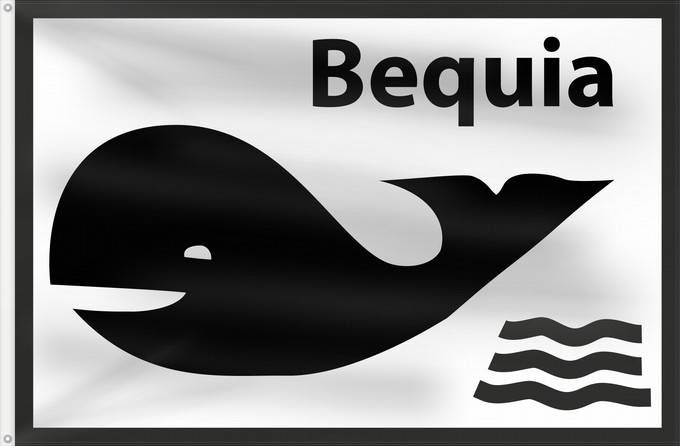Drapeau, avec deux œillets métalliques et guindant renforcé : Bequia	Unofficial flag of Bequia island/St	Inoffizielle Flagge der Insel Bequia/St