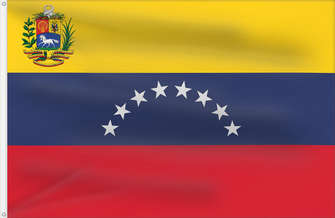 Drapeau, avec deux œillets métalliques et guindant renforcé : Venezuela	Benezuela	Winïxwila wiphala	Veneçuela	Venezuelo	Venezuelako bandera	Poyvi Venesuéla	Winisuyla unanchan	Venezuele