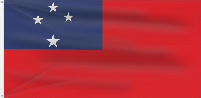 Bandiera, con due occhielli metallici e lato dell'asta rinforzato: Samoa  1948-1949	Samoa between May 26, 1948 - February 24, 1949	Samoa (1948-1949)
