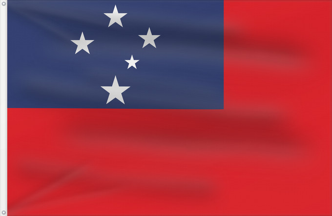Flagge, mit zwei Metallösen und verstärktem Besatzband: Samoa	Pīwari o Hāmoa	Samoe	Fu‘a o Sāmoa